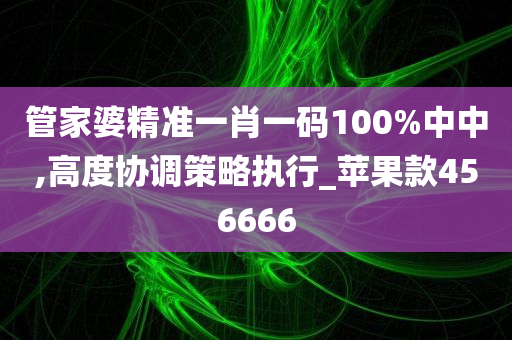 管家婆精准一肖一码100%中中,高度协调策略执行_苹果款456666