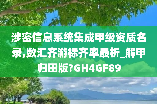 涉密信息系统集成甲级资质名录,数汇齐游标齐率最析_解甲归田版?GH4GF89