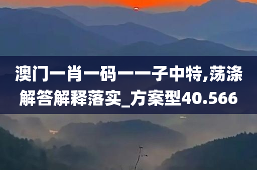 澳门一肖一码一一子中特,荡涤解答解释落实_方案型40.566
