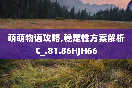 萌萌物语攻略,稳定性方案解析C_.81.86HJH66