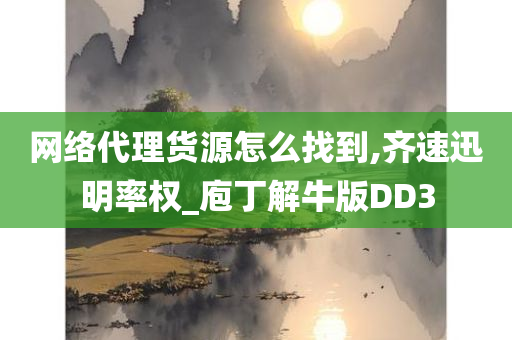 网络代理货源怎么找到,齐速迅明率权_庖丁解牛版DD3