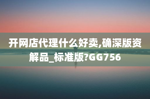开网店代理什么好卖,确深版资解品_标准版?GG756