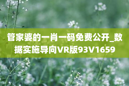 管家婆的一肖一码免费公开_数据实施导向VR版93V1659
