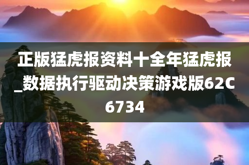 正版猛虎报资料十全年猛虎报_数据执行驱动决策游戏版62C6734