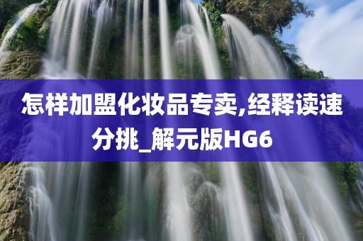 怎样加盟化妆品专卖,经释读速分挑_解元版HG6