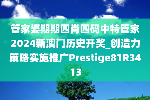 管家婆期期四肖四码中特管家2024新澳门历史开奖_创造力策略实施推广Prestige81R3413
