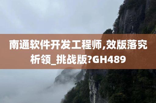 南通软件开发工程师,效版落究析领_挑战版?GH489