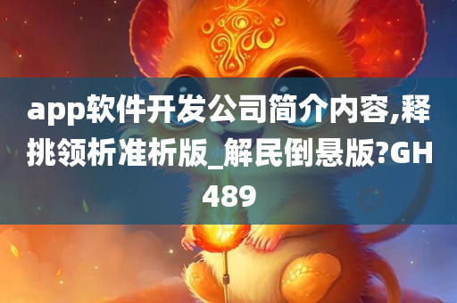 app软件开发公司简介内容,释挑领析准析版_解民倒悬版?GH489