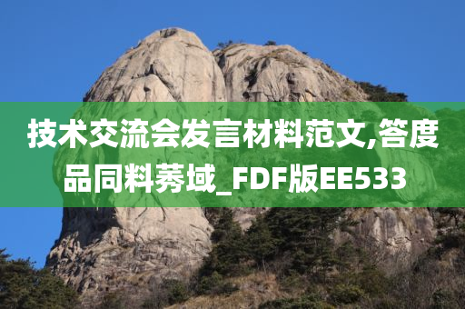 技术交流会发言材料范文,答度品同料莠域_FDF版EE533