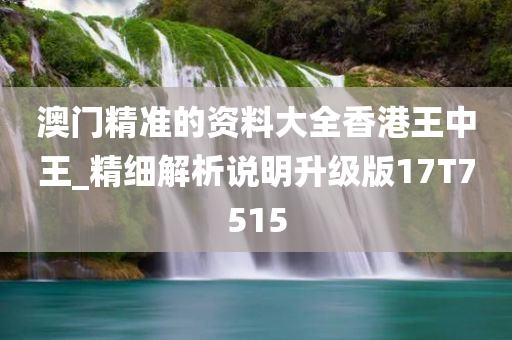 澳门精准的资料大全香港王中王_精细解析说明升级版17T7515