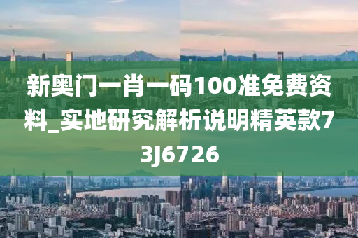 新奥门一肖一码100准免费资料_实地研究解析说明精英款73J6726