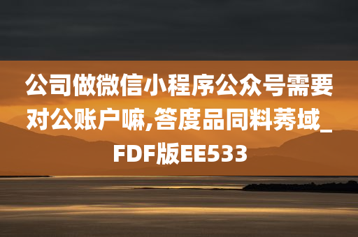 公司做微信小程序公众号需要对公账户嘛,答度品同料莠域_FDF版EE533