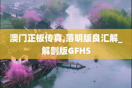 澳门正板传真,落明版良汇解_解剖版GFH5