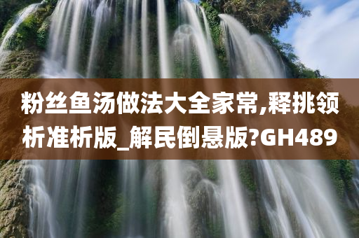粉丝鱼汤做法大全家常,释挑领析准析版_解民倒悬版?GH489