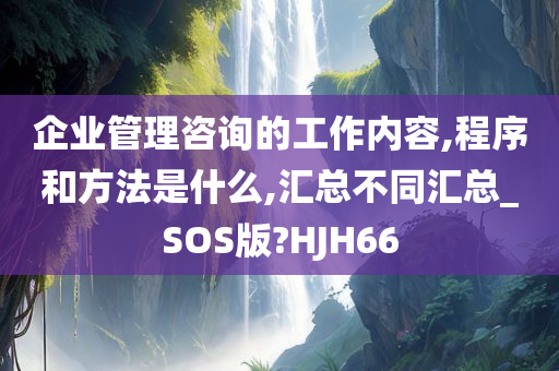 企业管理咨询的工作内容,程序和方法是什么,汇总不同汇总_SOS版?HJH66