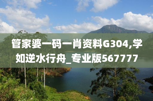 管家婆一码一肖资料G304,学如逆水行舟_专业版567777