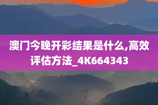澳门今晚开彩结果是什么,高效评估方法_4K664343
