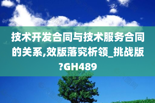 技术开发合同与技术服务合同的关系,效版落究析领_挑战版?GH489