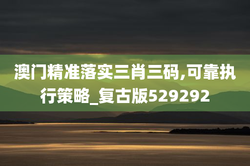 澳门精准落实三肖三码,可靠执行策略_复古版529292