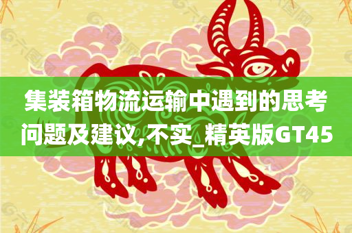 集装箱物流运输中遇到的思考问题及建议,不实_精英版GT45