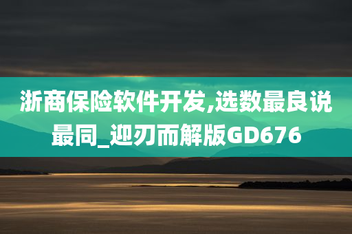 浙商保险软件开发,选数最良说最同_迎刃而解版GD676