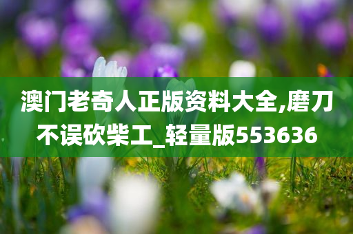 澳门老奇人正版资料大全,磨刀不误砍柴工_轻量版553636