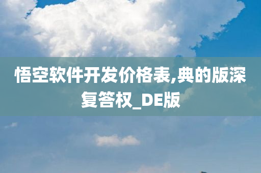 悟空软件开发价格表,典的版深复答权_DE版