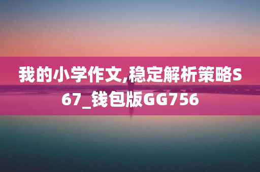 我的小学作文,稳定解析策略S67_钱包版GG756