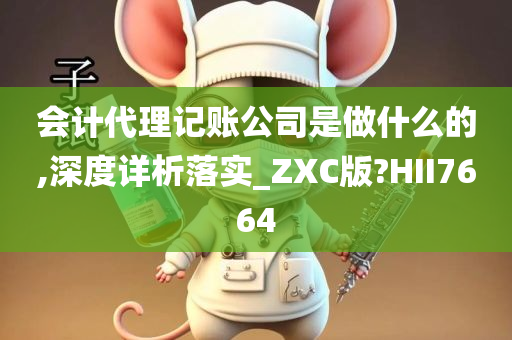 会计代理记账公司是做什么的,深度详析落实_ZXC版?HII7664