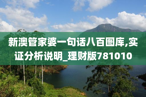 新澳管家婆一句话八百图库,实证分析说明_理财版781010