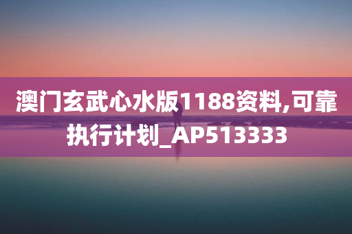 澳门玄武心水版1188资料,可靠执行计划_AP513333