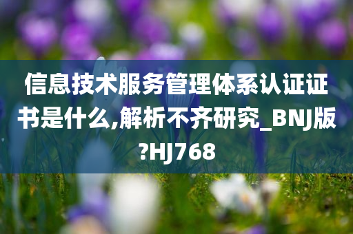 信息技术服务管理体系认证证书是什么,解析不齐研究_BNJ版?HJ768