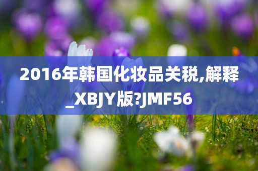 2016年韩国化妆品关税,解释_XBJY版?JM今晚必出三肖2025_2025新澳门精准免费提供·精确判断F56