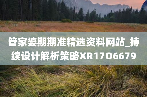 管家婆期期准精选资料网站_持续设计解析策略XR17O6679