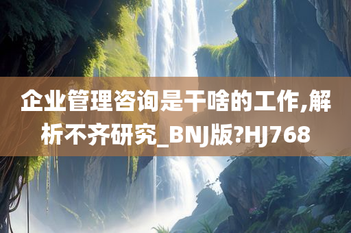 企业管理咨询是干啥的工作,解析不齐研究_BNJ版?HJ768