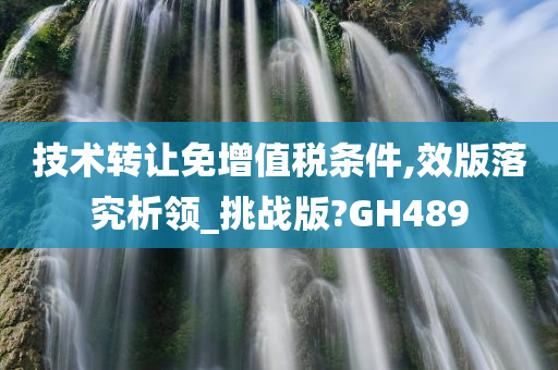 技术转让免增值税条件,效版落究析领_挑战版?GH489