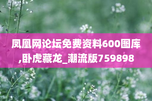 凤凰网论坛免费资料600图库,卧虎藏龙_潮流版759898
