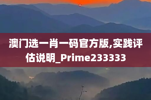 澳门选一肖一码官方版,实践评估说明_Prime233333