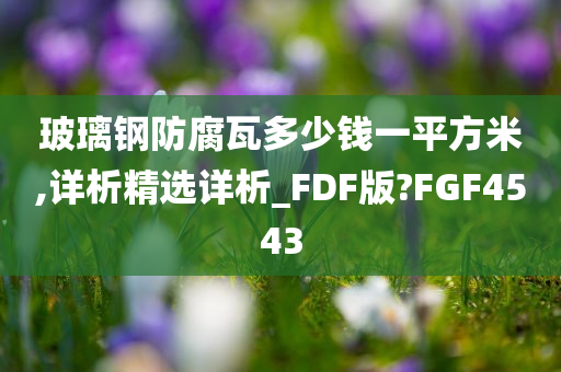 玻璃钢防腐瓦多少钱一平方米,详析精选详析_FDF版?FGF4543