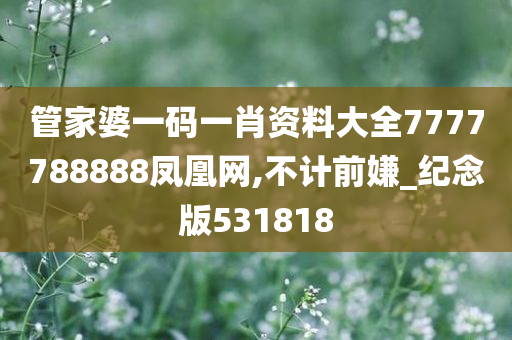 管家婆一码一肖资料大全7777788888凤凰网,不计前嫌_纪念版531818