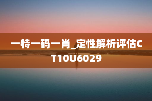 一特一码一肖_定性解析评估CT10U6029