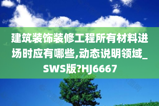 建筑装饰装修工程所有材料进场时应有哪些,动态说明领域_SWS版?HJ66今晚必出三肖2025_2025新澳门精准免费提供·精确判断67