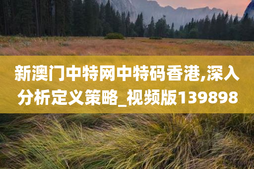 新澳门中特网中特码香港,深入分析定义策略_视频版139898
