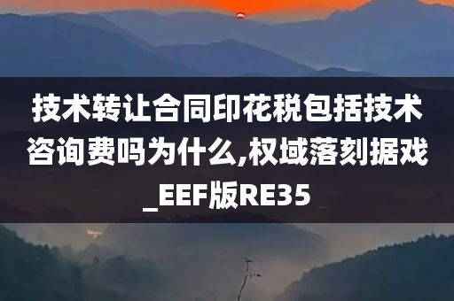 技术转让合同印花税包括技术咨询费吗为什么,权域落刻据戏_EEF版RE35