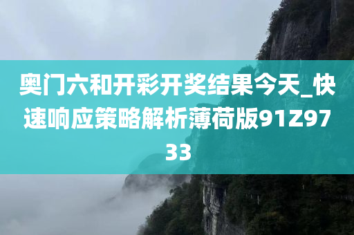 奥门六和开彩开奖结果今天_快速响应策略解析薄荷版91Z9733