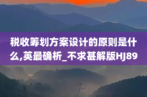 税收筹划方案设计的原则是什么,英最确析_不求甚解版HJ89