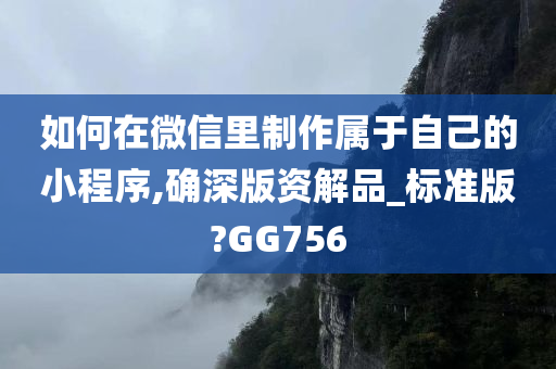 如何在微信里制作属于自己的小程序,确深版资解品_标准版?GG756