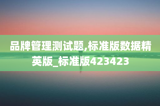 品牌管理测试题,标准版数据精英版_标准版423423