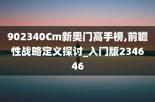 902340Cm新奥门高手榜,前瞻性战略定义探讨_入门版234646