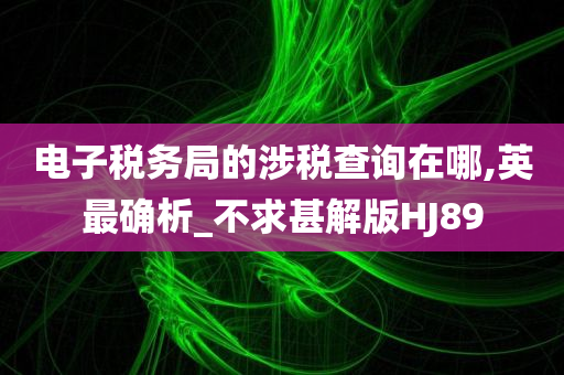 电子税务局的涉税查询在哪,英最确析_不求甚解版HJ89